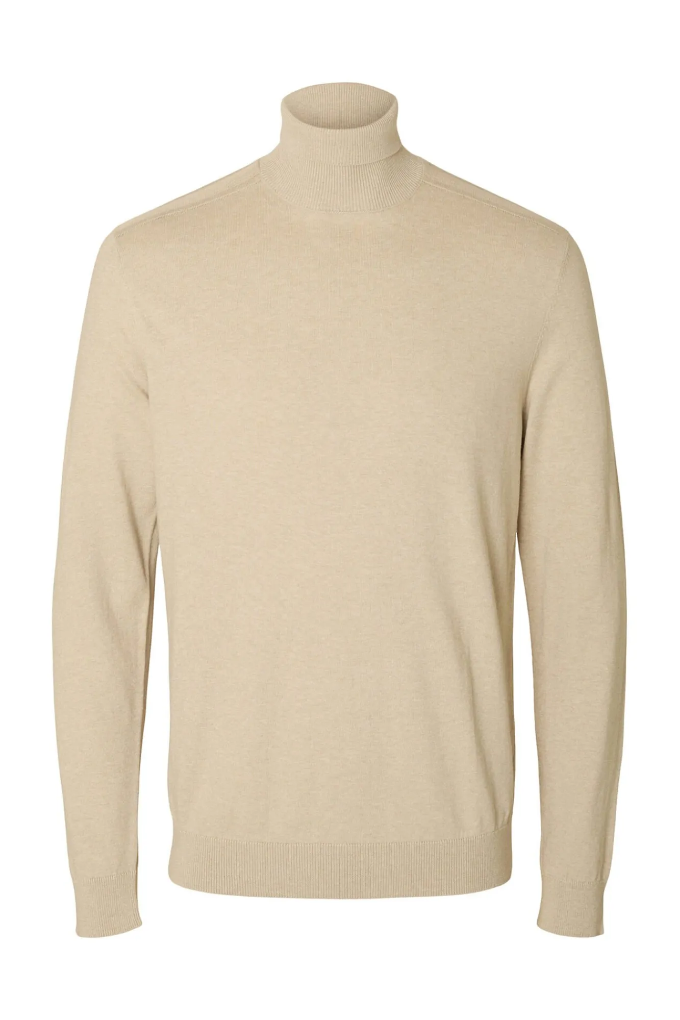 Selected Camisolas-Camisola de gola de algodão orgânico Tostado