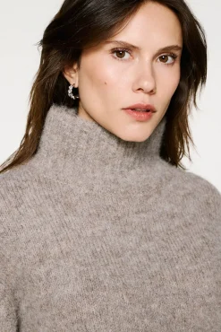 Selected Camisolas-Camisola de gola de alpaca Cinzento