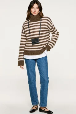 Selected Camisolas-Camisola de gola de lã e alpaca Castanho