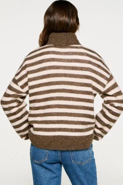 Selected Camisolas-Camisola de gola de lã e alpaca Castanho