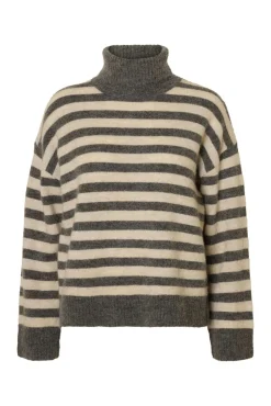 Selected Camisolas-Camisola de gola de lã e alpaca Castanho