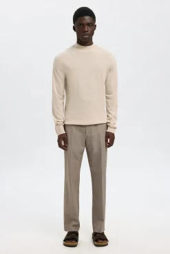 Selected Camisolas-Camisola de gola falsa 100% lã merino. Tostado