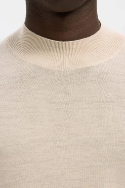 Selected Camisolas-Camisola de gola falsa 100% lã merino. Tostado