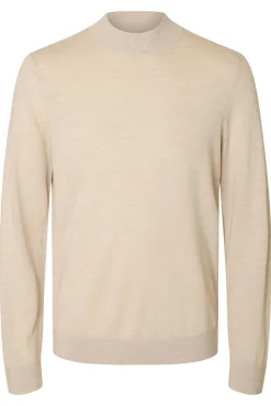 Selected Camisolas-Camisola de gola falsa 100% lã merino. Tostado