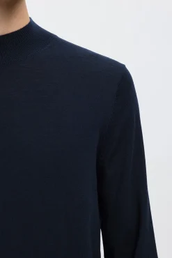 Selected Camisolas-Camisola de gola falsa 100% lã merino. Azul