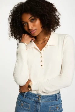 Morgan Camisolas-Camisola de gola polo Ecru