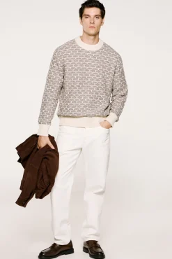 Selected Camisolas-Camisola de lã com gola caixa Tostado