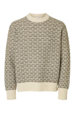 Selected Camisolas-Camisola de lã com gola caixa Tostado