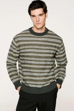 Selected Camisolas-Camisola de lã com gola caixa Verde