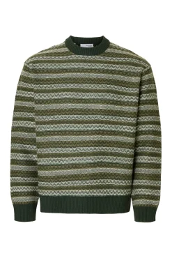 Selected Camisolas-Camisola de lã com gola caixa Verde