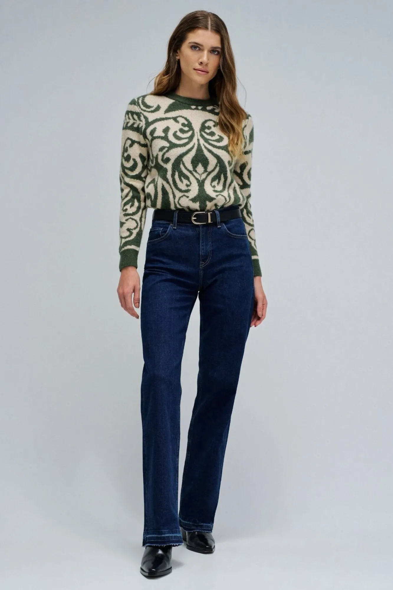 Salsa Jeans Camisolas-Camisola de lã com jacquard Verde