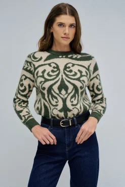 Salsa Jeans Camisolas-Camisola de lã com jacquard Verde