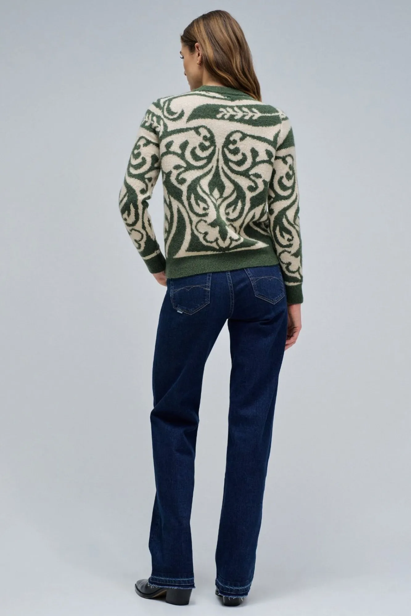 Salsa Jeans Camisolas-Camisola de lã com jacquard Verde