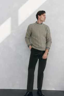 Pedro del Hierro Camisolas-Camisola de lã de cabos com gola redonda Verde