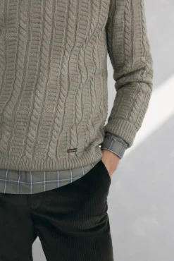 Pedro del Hierro Camisolas-Camisola de lã de cabos com gola redonda Verde