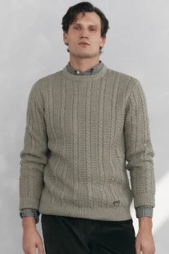 Pedro del Hierro Camisolas-Camisola de lã de cabos com gola redonda Verde