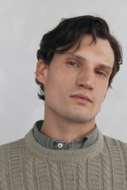 Pedro del Hierro Camisolas-Camisola de lã de cabos com gola redonda Verde