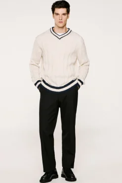 Selected Camisolas-Camisola de lã e alpaca com gola em V Branco