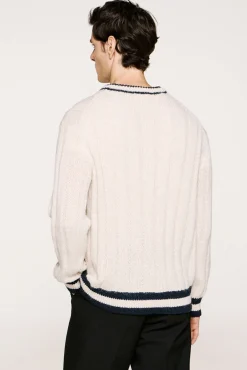 Selected Camisolas-Camisola de lã e alpaca com gola em V Branco