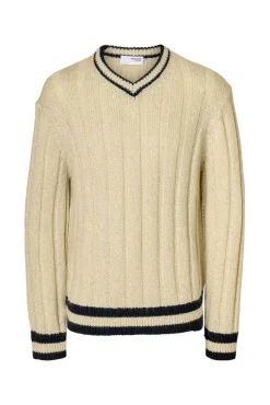 Selected Camisolas-Camisola de lã e alpaca com gola em V Branco