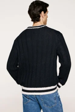 Selected Camisolas-Camisola de lã e alpaca com gola em V Azul