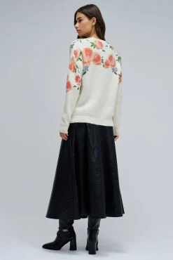 Salsa Jeans Camisolas-Camisola de lã e mohair com estampado floral Ecru