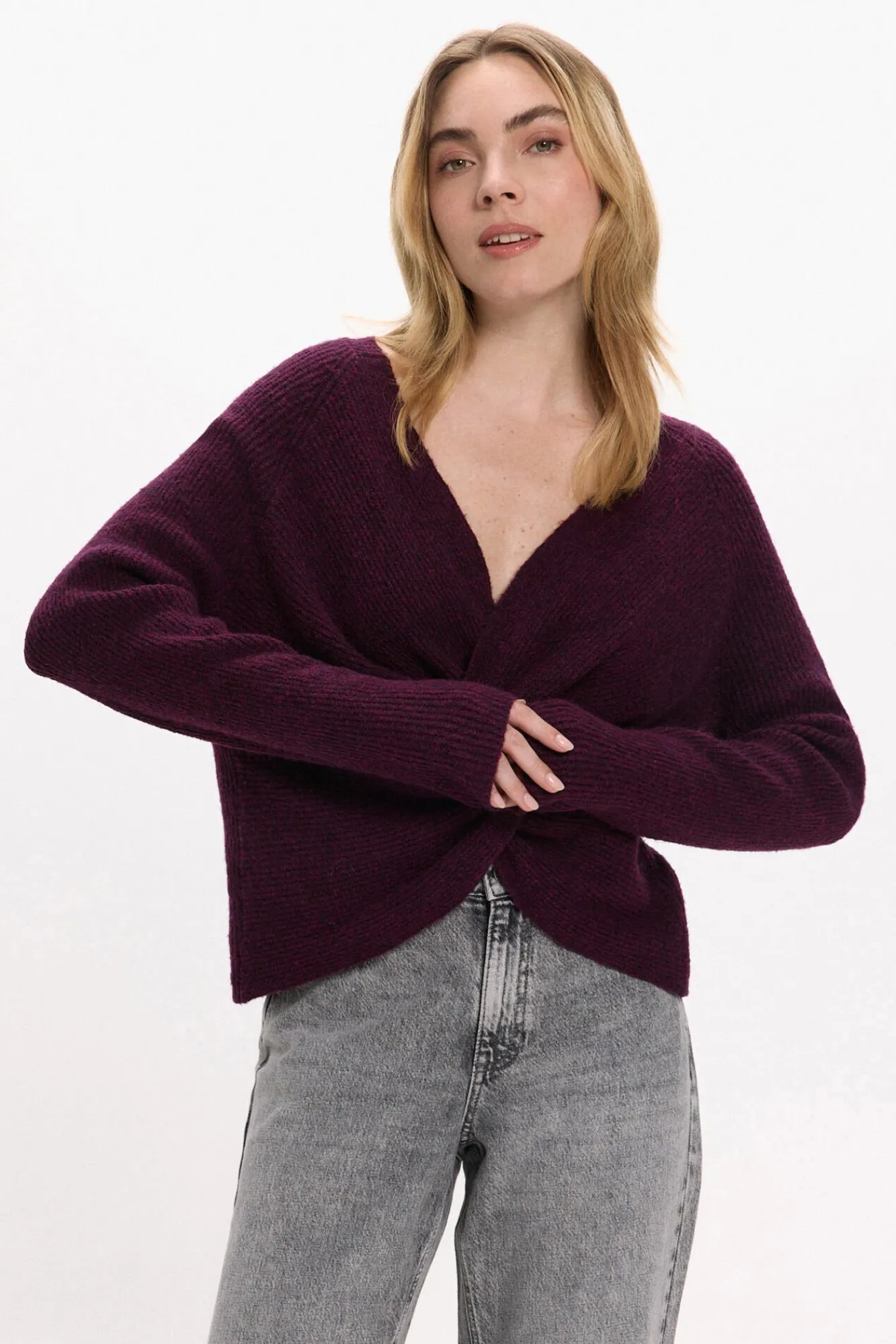 Vila Camisolas-Camisola de lã reversível Roxo