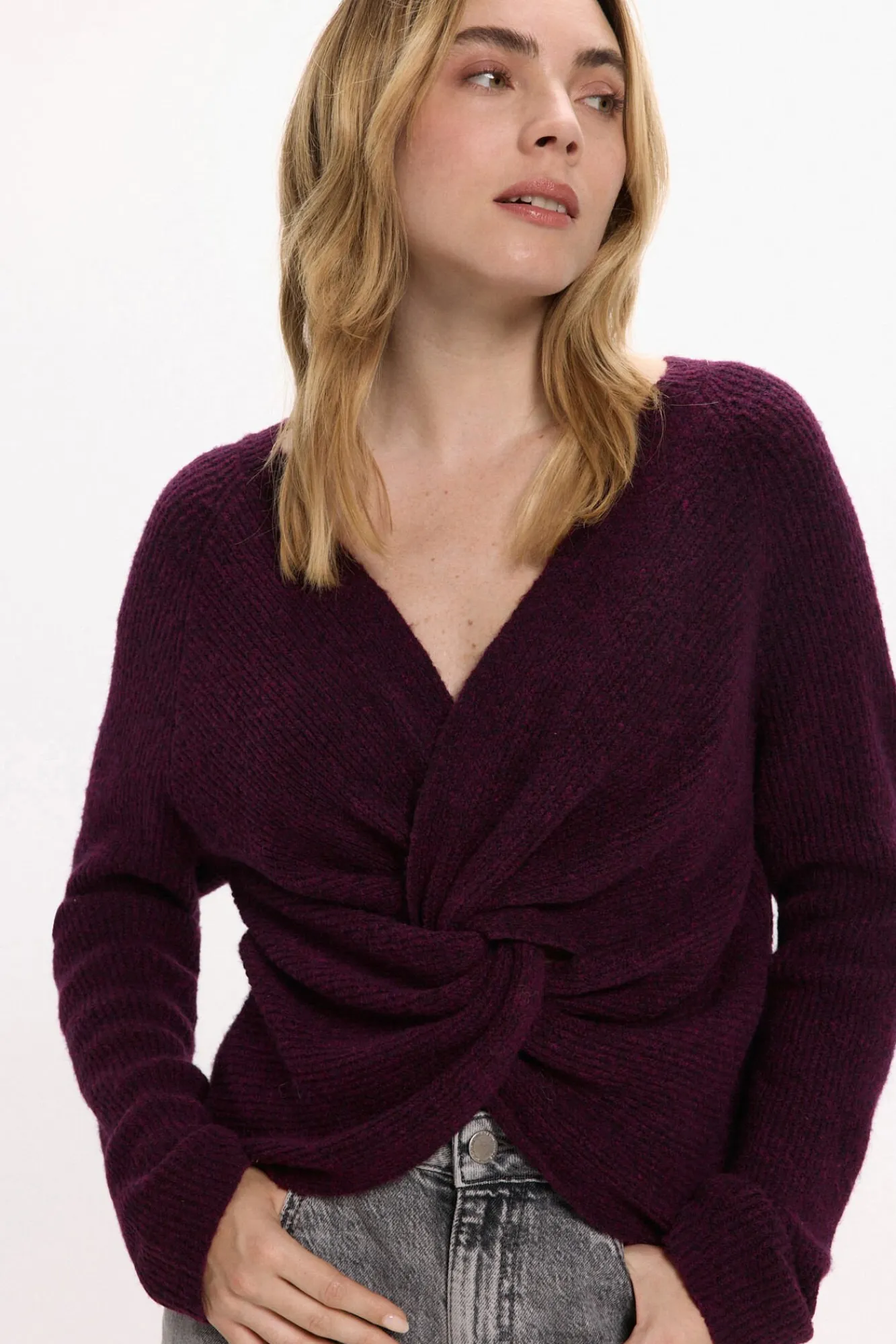 Vila Camisolas-Camisola de lã reversível Roxo