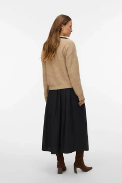 Vero Moda Camisolas-Camisola de laçada com malha Castanho