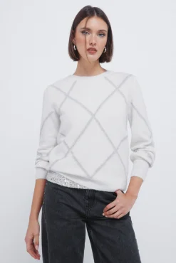 Springfield Camisolas-Camisola de lantejoulas com diamantes cru