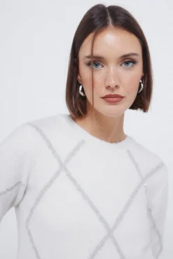 Springfield Camisolas-Camisola de lantejoulas com diamantes cru