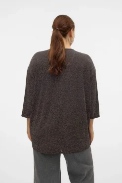 Vero Moda Curve Camisolas-Camisola de lurex com gola em V tamanho grande Castanho