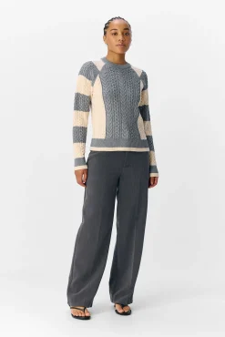 Object Camisolas-Camisola de malha bicolor com cabo Cinzento