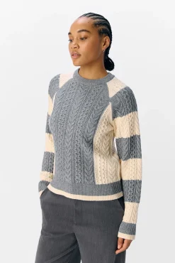 Object Camisolas-Camisola de malha bicolor com cabo Cinzento