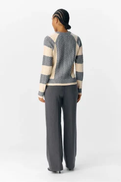 Object Camisolas-Camisola de malha bicolor com cabo Cinzento