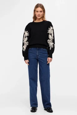 Object Camisolas-Camisola de malha bordada Preto