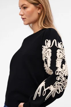 Object Camisolas-Camisola de malha bordada Preto