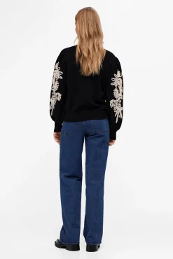 Object Camisolas-Camisola de malha bordada Preto