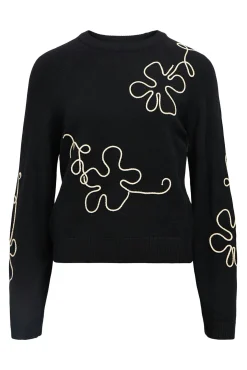 Object Camisolas-Camisola de malha bordado com flores Cinzento