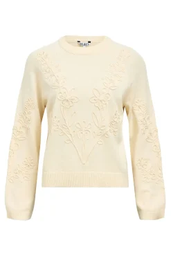 Object Camisolas-Camisola de malha bordado com flores Tostado