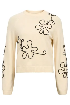 Object Camisolas-Camisola de malha bordado com flores Tostado