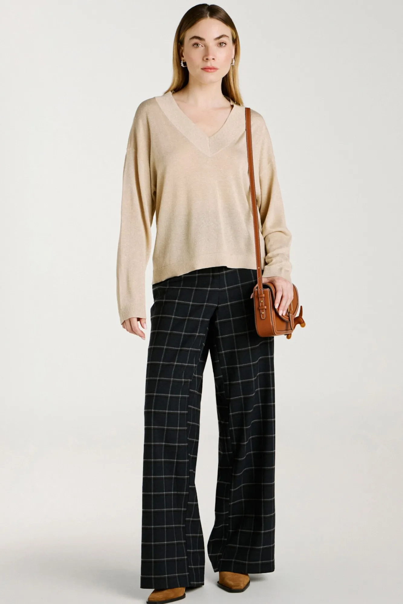 Vila Camisolas-Camisola de malha com glitter Tostado