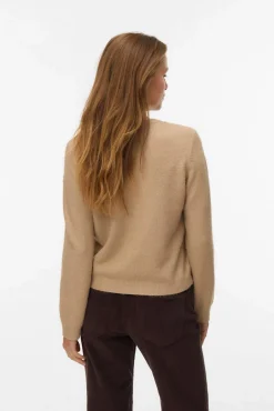 Vero Moda Camisolas-Camisola de malha com gola redonda Castanho