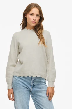 Vila Camisolas-Camisola de malha com gola Perkins Ecru