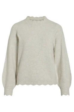 Vila Camisolas-Camisola de malha com gola Perkins Ecru