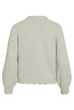 Vila Camisolas-Camisola de malha com gola Perkins Ecru