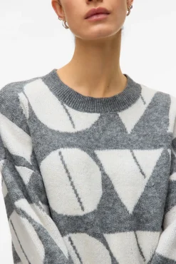 Vero Moda Camisolas-Camisola de malha com gola redonda Cinzento