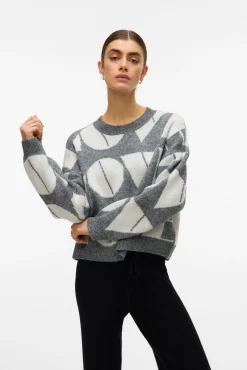 Vero Moda Camisolas-Camisola de malha com gola redonda Cinzento