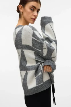 Vero Moda Camisolas-Camisola de malha com gola redonda Cinzento