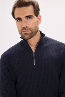 Jack & Jones Camisolas-Camisola de malha com gola com fecho-éclair Azul